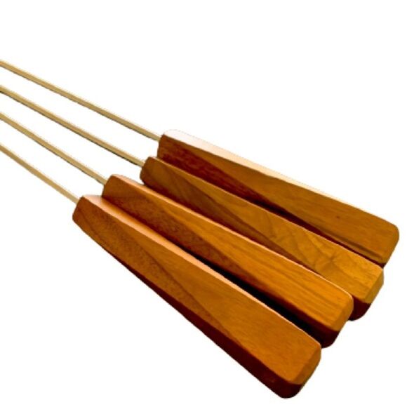 Set of 4 Roasting Sticks Handmade Artisan Walnut Marshmallow Hot Dog Poker New - Picture 1 of 8